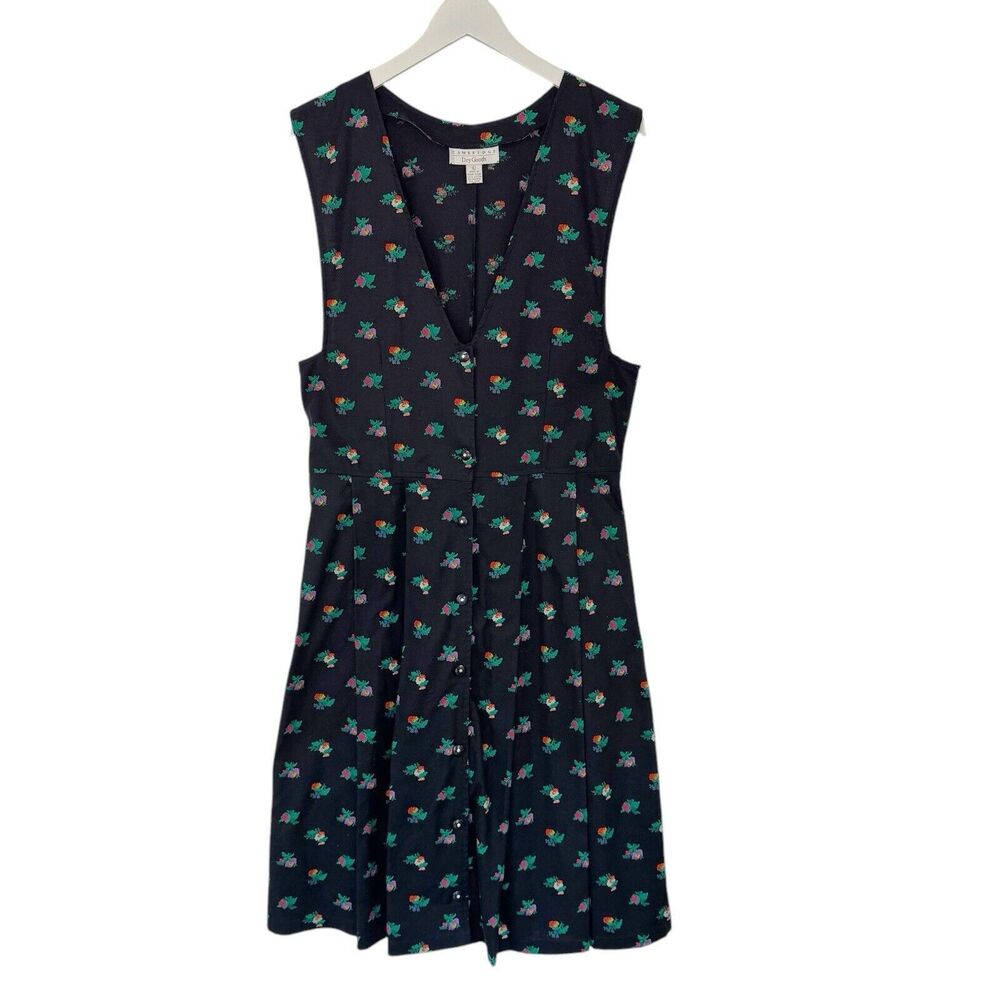Vintage 80's Dress Cambridge Dry Goods Floral Pinafore Cottagecore Prairie Large
